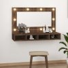 Koupelnový nábytek zahrada-XL Zrcadlová skříňka s LED hnědý dub 90 x 31,5 x 62 cm