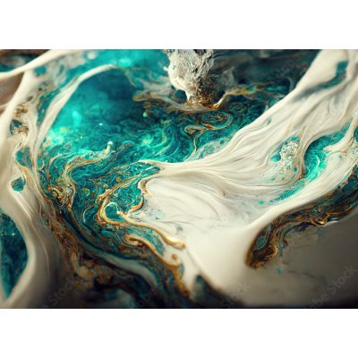 WEBLUX 538117667 Fototapeta papír Spectacular image of teal and white liquid ink churning together rozměry 160 x 116 cm – Hledejceny.cz