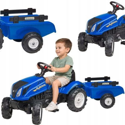 FALK Šlapací traktor New Holland T6 s vlečkou modrý FA 3080AB – Zboží Mobilmania