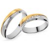 Prsteny iZlato Forever Zlaté snubní prstýnky dvoubarevné se zirkony SKOB373