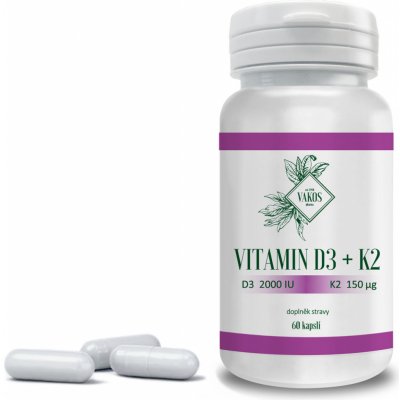 VAKOS XT Vitamín D3 + K2 60 kapslí