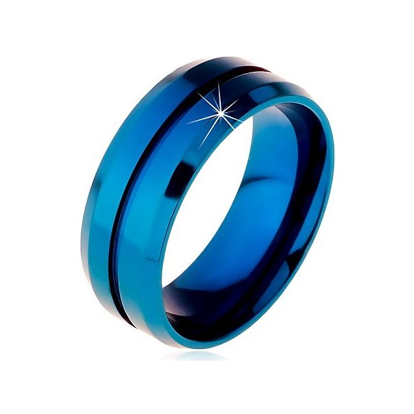 Šperky eshop Modrý prsten úzký zářez uprostřed zkosené okraje M08.25 od 150  Kč - Heureka.cz