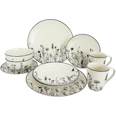 by inspire porcelánová souprava Linea Garden černý dekor 10 ks – Hledejceny.cz