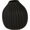 Váza Žebrovaná váza Maeve černá, 12 x 14 x 12 cm, dolomit