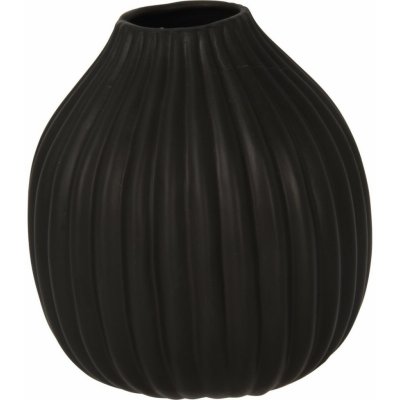 Žebrovaná váza Maeve černá, 12 x 14 x 12 cm, dolomit – Zboží Mobilmania