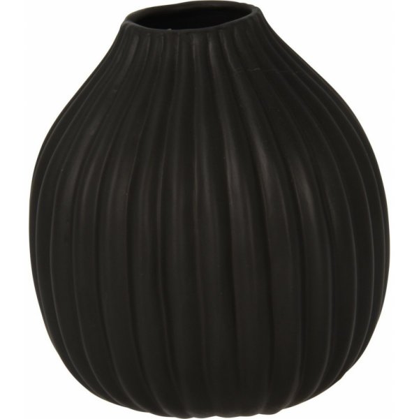 Váza Žebrovaná váza Maeve černá, 12 x 14 x 12 cm, dolomit