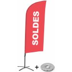 Jansen Display Kompletní sada reklamní vlajky ve tvaru křídla, Sleva, červená, francouzština Křížová Základna, 1273 x 3030 mm – Zboží Živě