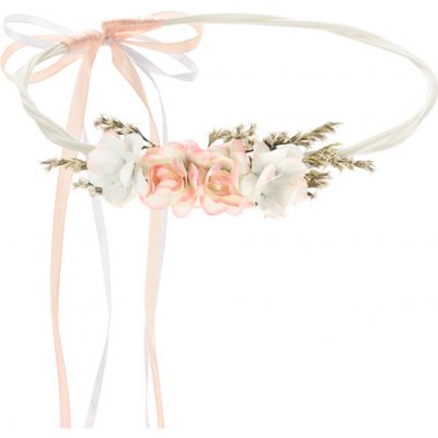 PartyDeco Boho květinový věneček světle broskvový ratanový - pro nevěsty a družičky – Zboží Mobilmania