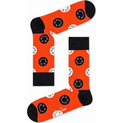 Happy Socks ponožky se smajlíky vzor Halloween Smiley Červené – Zboží Mobilmania