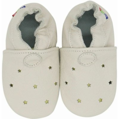 Carozoo kožené capáčky s koženou podrážkou bílé perforované bílá – Zboží Mobilmania