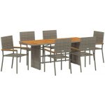 Omaxi 455505 Zahradní jídelní souprava 7 pcs Šedá 190 x 80 x 75 cm polyratan – Hledejceny.cz