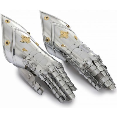 Marto Windlass Železné plátové rukavice s pozlacenými detaily