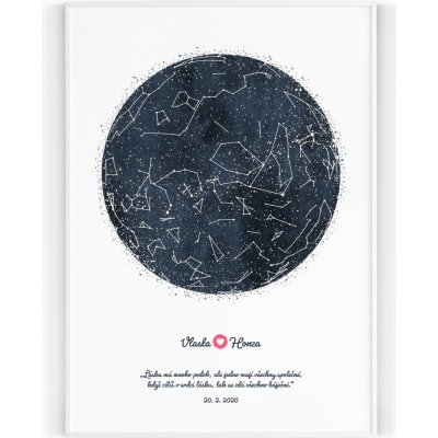 Hvězdná mapa A4 - 21 x 29,7 cm Pololesklý saténový papír – Zboží Mobilmania