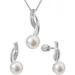 Evolution Group perlová souprava s říční perlou a zirkony bilá 29048.1B – Zboží Mobilmania