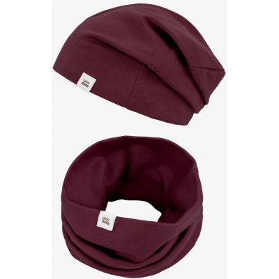 Doke Set čepice a nákrčník organic maroon – Zboží Dáma