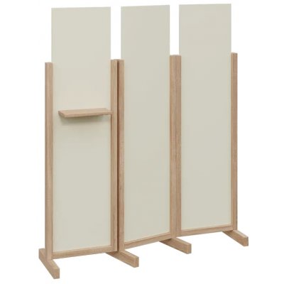 Atmosfere LINE 316 dřevěný 3-dílný paraván mobilní výška 1600 mm rám dub bardolino výplň smetanová polička – Zboží Dáma