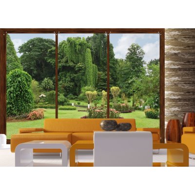 AG design FTS-1314 Papírová fototapeta Window in garden rozměry 360 x 254 cm