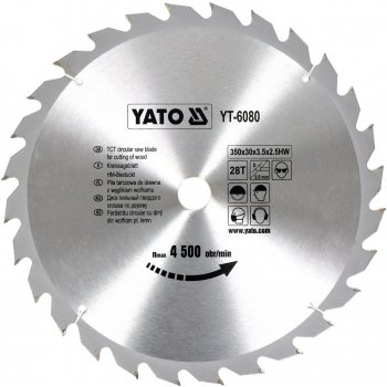 Yato pilový kotouč 350x30mm 28 zubů na dřevo YT-6080