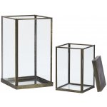 MADAM STOLTZ Lucerna / svícen Aged Brass Menší, čirá barva, sklo, kov – Sleviste.cz