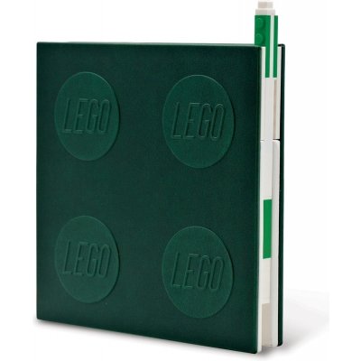 LEGO® zelený čtvercový zápisník s gelovým perem Lahvově 15,9 x 15,9 cm