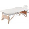 Masážní stůl a židle zahrada-XL Krémově bílý skládací masážní stůl se 2 zónami a dřevěným rámem
