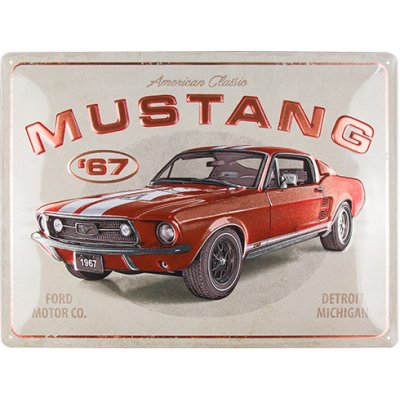 Postershop Plechová cedule: Ford Mustang GT 1967 Red Metallic Edition - 40x30 cm