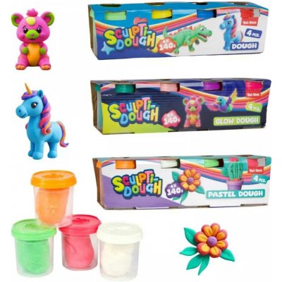 Teddies Modelína/Plastelína 4x140g v kelímku 3 druhy v krabičce 31x8x75cm 12m+ – Sleviste.cz
