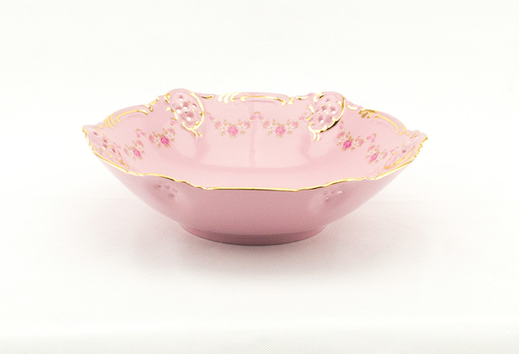 Leander miska Diana růžový porcelán kytičky zlatá linka 23cm od 1 950 Kč -  Heureka.cz
