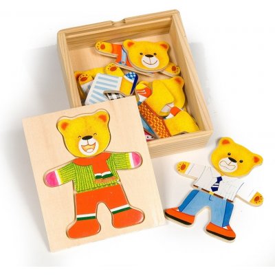 Bigjigs oblékací puzzle v krabičce Pan Medvěd – Zboží Mobilmania
