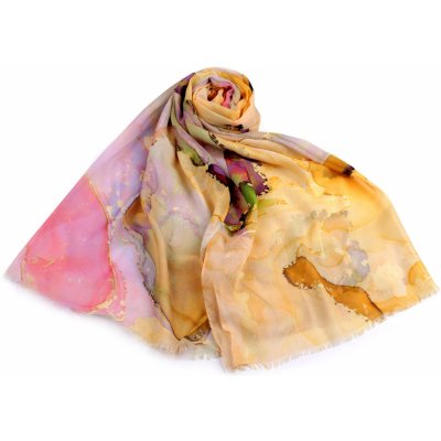 šátek šála batikovaná 1 hořčicová – Hledejceny.cz