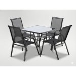 Pro-Tech shop Sada zahradního nábytku – černá (4 židle + čtvercový stolek) 62188 TIH3521 – Zbozi.Blesk.cz