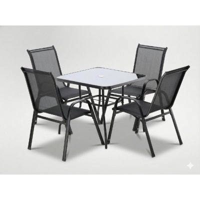 Pro-Tech shop Sada zahradního nábytku – černá (4 židle + čtvercový stolek) 62188 TIH3521 – Zbozi.Blesk.cz