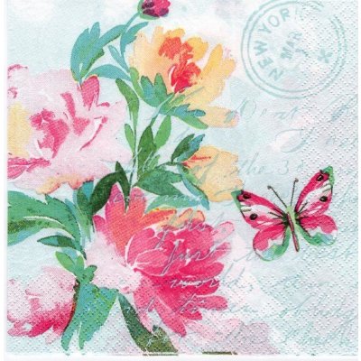 Ubrousek 33x33cm Motýl a květy akvarel – Hledejceny.cz