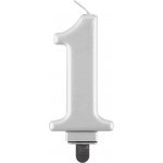 GoDan Narozeninová svíčka na dort 1 metalická stříbrná 8 cm – Zbozi.Blesk.cz