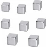 Neodymové magnety, tvar kostky, stříbrná, 10x10x10 mm, 8 ks, BE!BOARD – Zboží Mobilmania