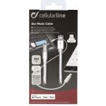 Audio kabel Cellularline Aux Music Cable, konektory Ligtning + 3,5 mm jack, MFI certifikace, bílé – Sleviste.cz