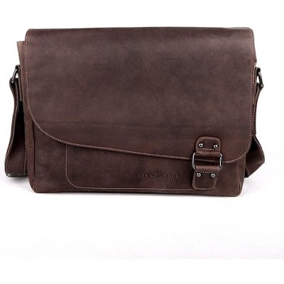 GreenWood Tříoddílová velká kožená khaki crossbody taška no. 837 na A4