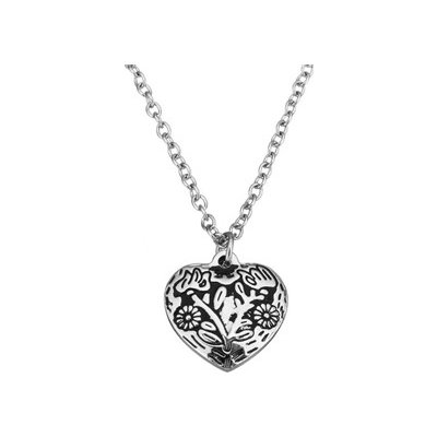 Šperky4U Ocelový řetízek s přívěškem srdce s ornamenty OPD0075
