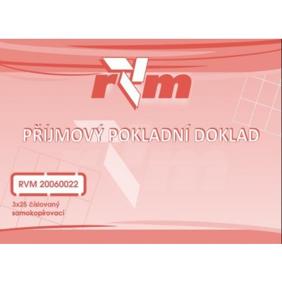 RVM 20060022 Příjmový pokladní doklad A6 NCR - čísl. 3x25 listů – Hledejceny.cz