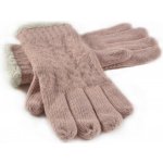 Emi Ross ER-1052C pink dámské pletené rukavice s lemem z ovčí vlny pletený vzor – Zboží Mobilmania