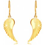 Šperky eshop zlaté náušnice velká andělská křídla lesklý povrch afro háček S1GG231.26 – Zbozi.Blesk.cz