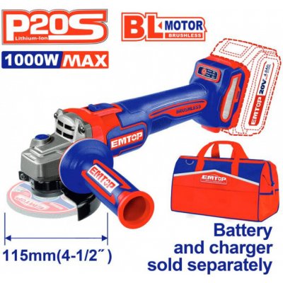 EMTOP Aku úhlová bruska 20V 115 mm (1000W) solo – Zboží Dáma