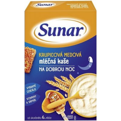 Sunar Mléčná kaše krupicová med. na dobrou noc 225 g