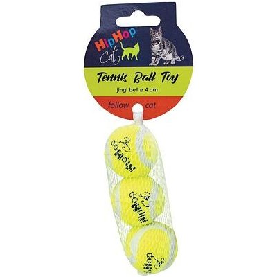 Trixie Balení-tenisový míček s rolničkou 4 cm HIPHOP CAT 3 ks – Zboží Mobilmania