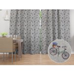 Biante Dekorační závěs PML-097 Levandule a kola na šedém režném 145x260 cm – Sleviste.cz