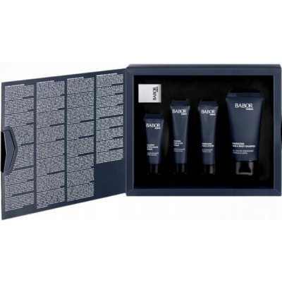 Babor Men Energizing Hair & Body Shampoo 50 ml + Energizing Face & Eye Gel 15 ml + Calming Face & Eye Cream 15 ml + Calming After Shave Serum 10 ml dárková sada