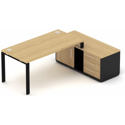 Nábytek Designový cz DEBZ7ULP Kancelářská sestava EPIC Z7 U dub černá – Zboží Dáma
