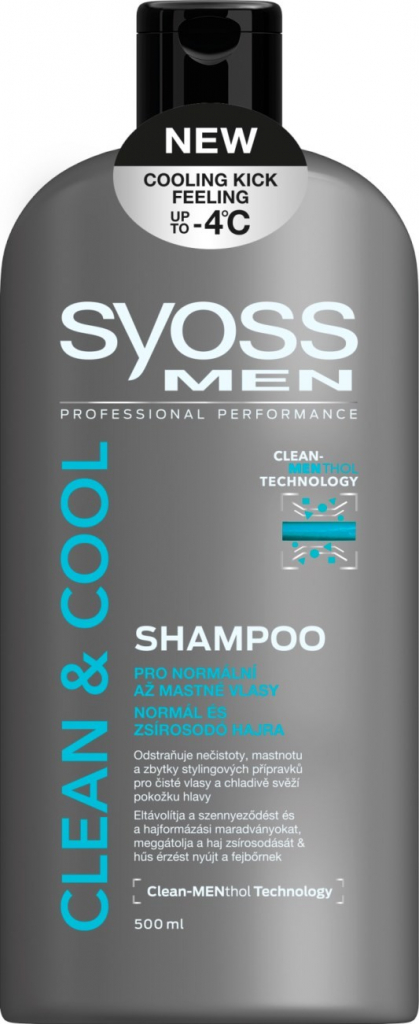 Syoss Clean & Cool Men šampon pro normální až mastné vlasy 500 ml od 62 Kč  - Heureka.cz