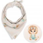 Biante Dětský bavlněný šátek Sandra SA-686 Lvíčata s letadýlky na světle béžovém – Zboží Dáma