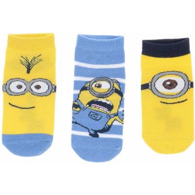 FOOT Brands Dětské ponožky MIMONI 3 pack kotníkové žlutomodré – Zboží Mobilmania